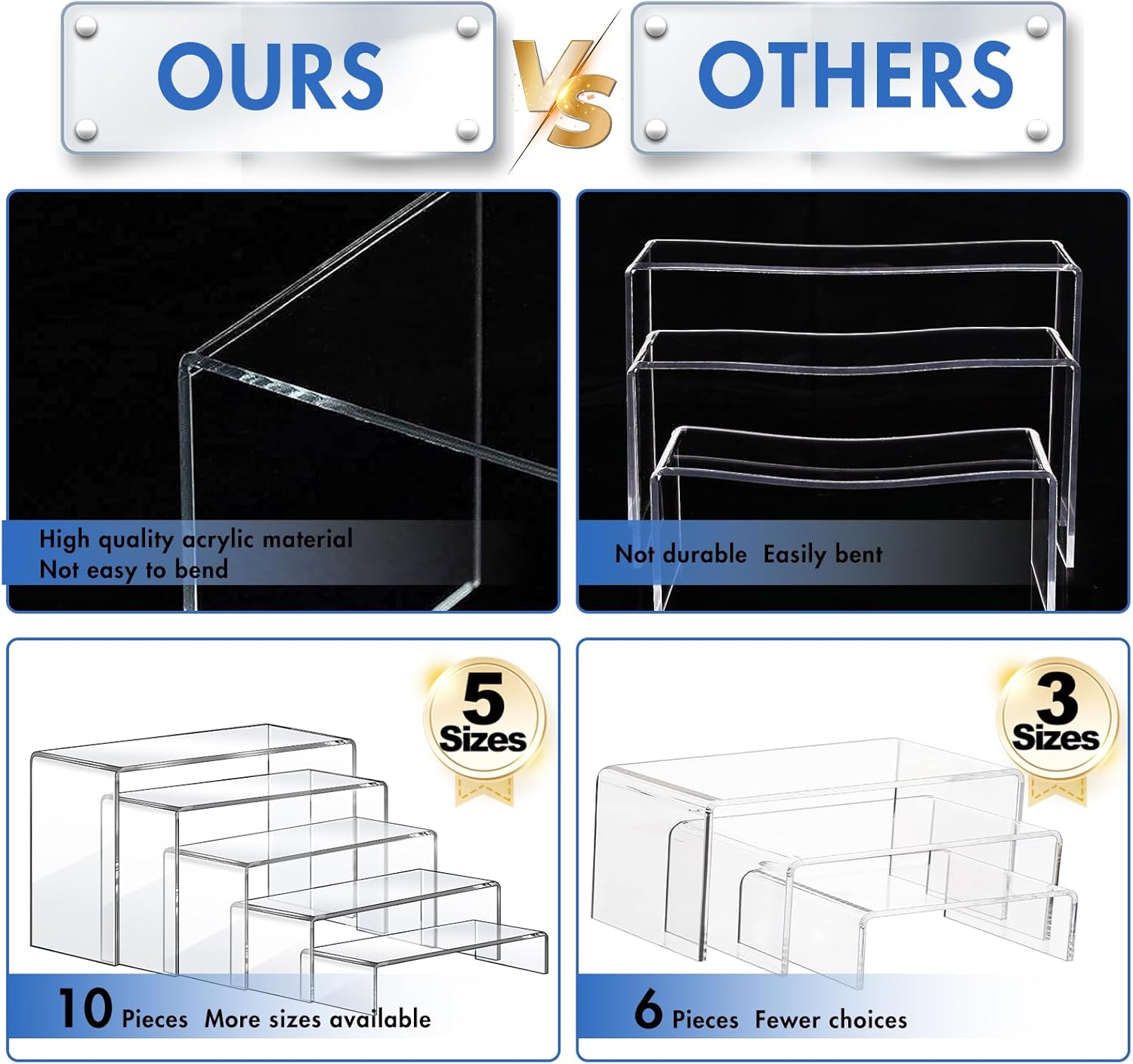 10 Pcs Acrylic Risers Set, 5 S - مراجعة Display Risers Set وسعره