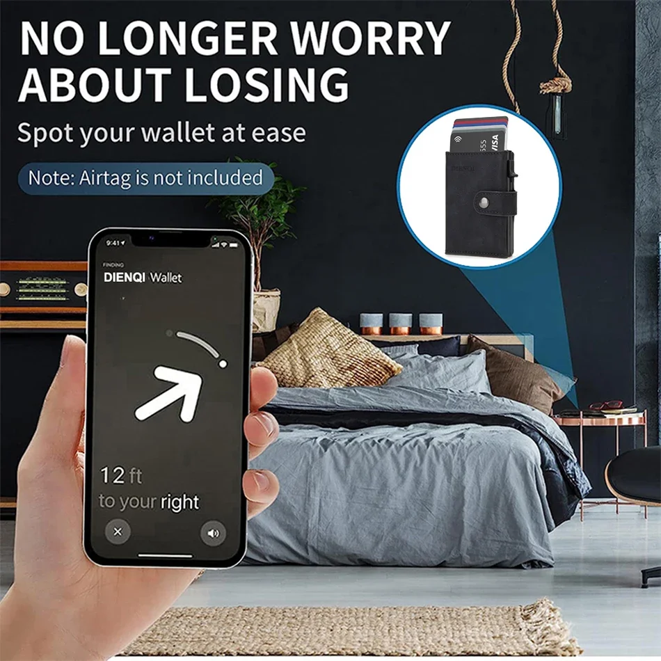 Rfid Leather Airtag Men Wallet - مراجعة Card Top Loader وسعره