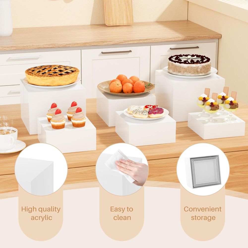 【8Pcs】 Buffet Risers,Dessert T - مراجعة Display Risers Set وسعره